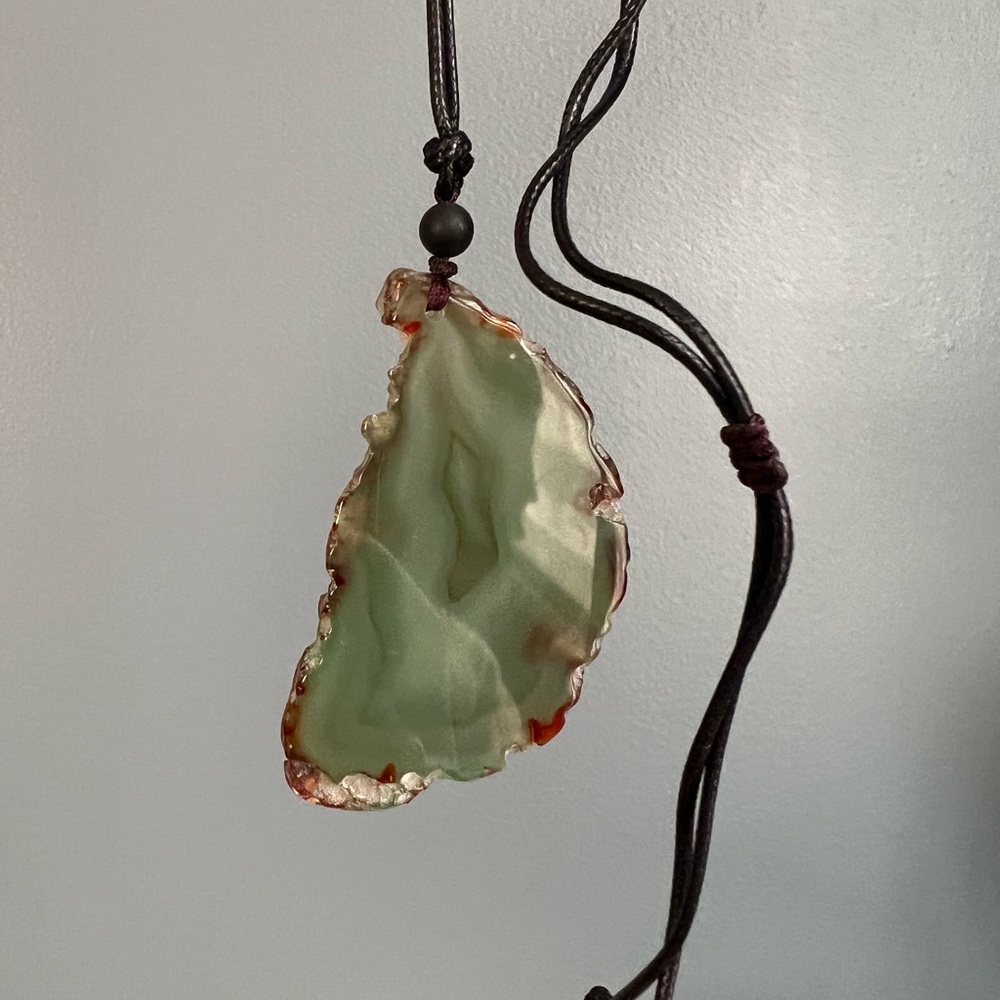 Green Natural Agate Crystal Pendant